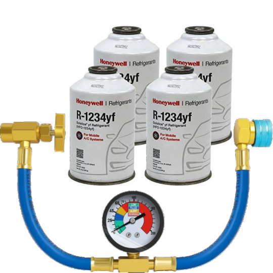 Honeywell R-1234yf Refrigerant - 4-Pack (8oz Cans) with HD Brass Can Tap